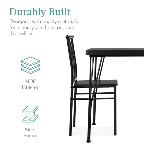 5-Piece Metal and Wood Rectangular Dining Table Set with 4 Chairs Z88883