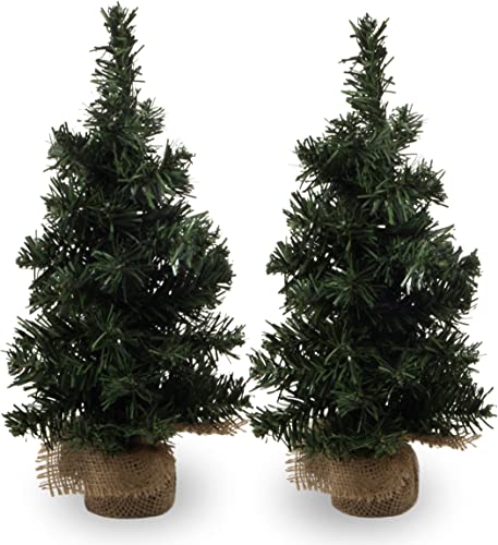 2 Pack Mini Artificial Pine Christmas Tree Table Top Decorations O1065